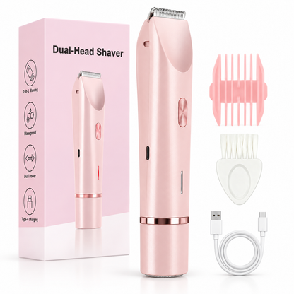 🌸 Dual-Head Design | Waterproof Use | 2-in-1 Electric Shaver