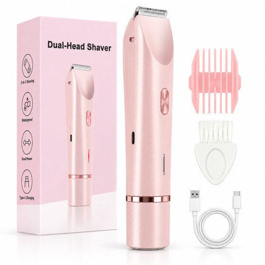 🌸 Dual-Head Design | Waterproof Use | 2-in-1 Electric Shaver