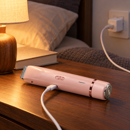 🌸 Dual-Head Design | Waterproof Use | 2-in-1 Electric Shaver